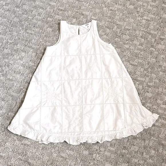 H&M x Georgia Beaumont Girls’ White Embroidered Cotton Dress/Beige Ballet Flats - Picture 5 of 14